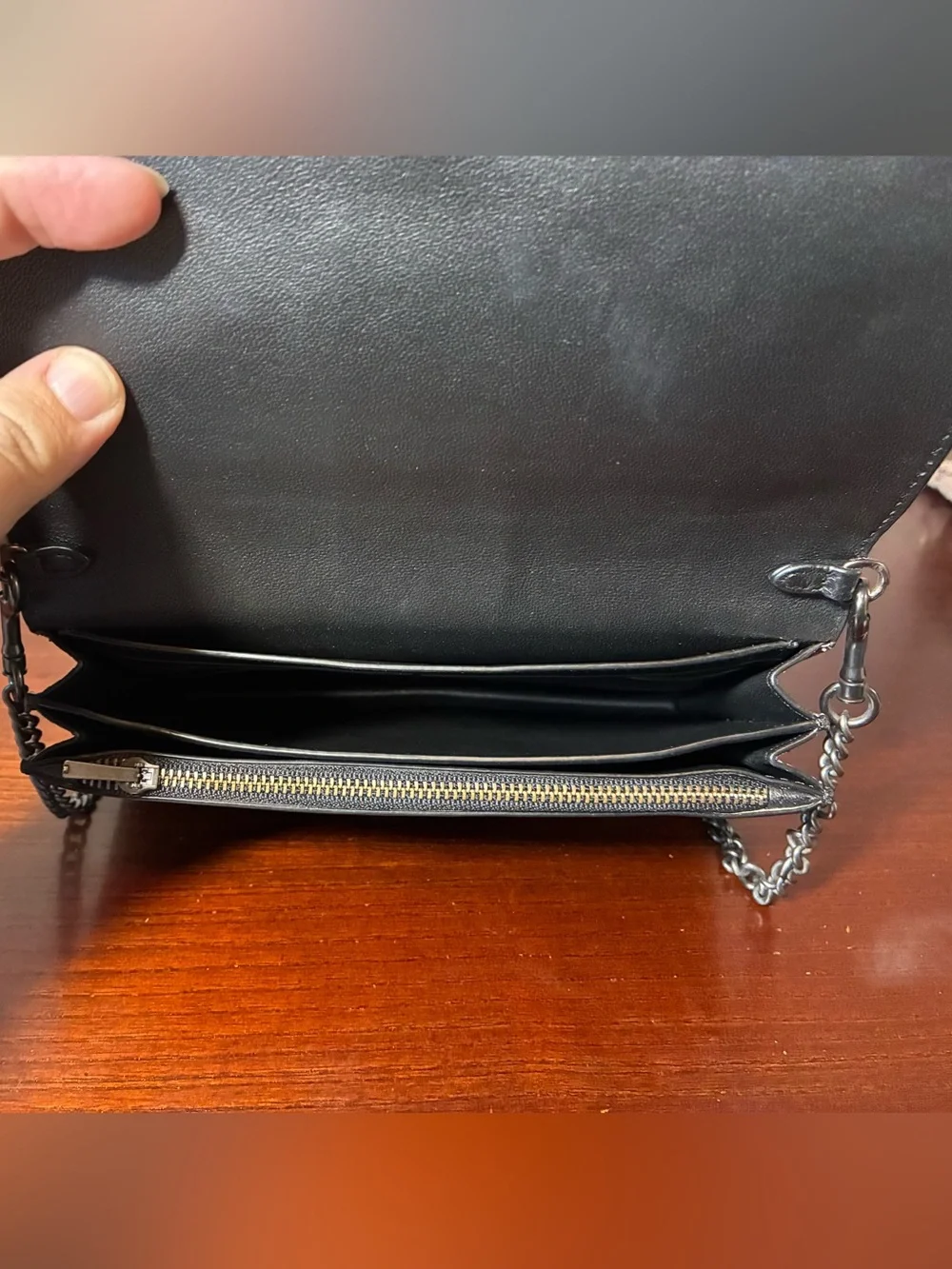 Coach Callie Foldover Snakeskin Leather Chain Clutch